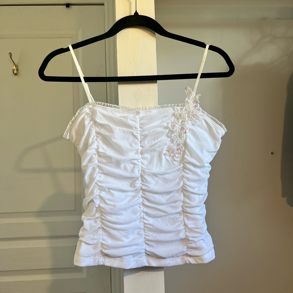 Elegant White Ruched Women's Top